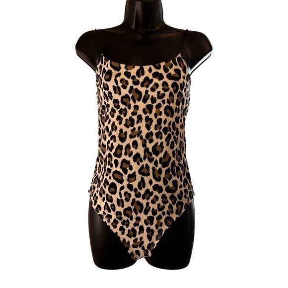 NWT Gaze Spaghetti Strap Leopard Bodysuit Medium - Picture 1 of 13